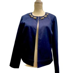 NWT RQT Silver Chain Collared Denim Jacket